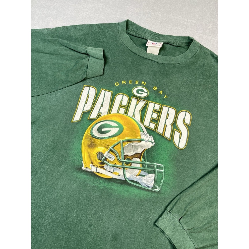 vintage 90s Green‎ Bay Packers Crewneck LongSleeve Helmet Pro Player NFL Large
